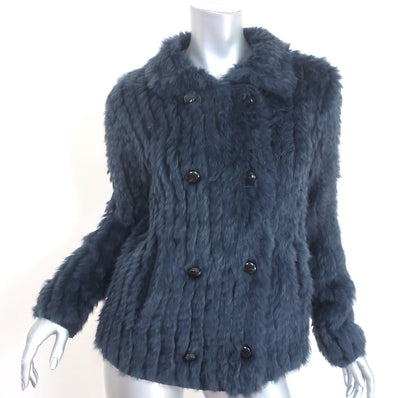Marc by Marc Jacobs Rabbit Fur Jacket Karina Deep Indigo Size Medium