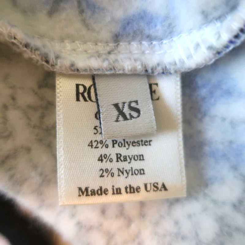 Rodarte Ruffled Lace Yoke Sweatshirt White/Blue Floral Print Size Extra Small