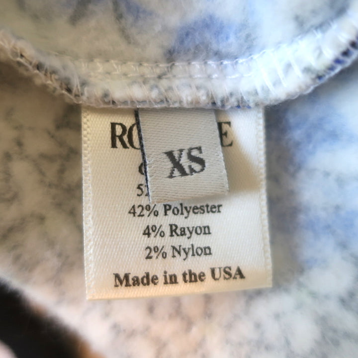 Rodarte Ruffled Lace Yoke Sweatshirt White/Blue Floral Print Size Extra Small