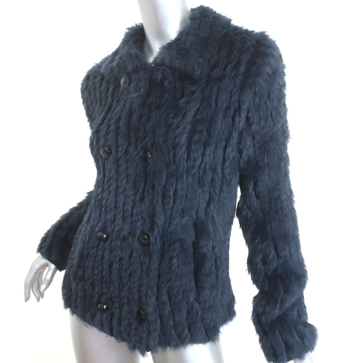 Marc by Marc Jacobs Rabbit Fur Jacket Karina Deep Indigo Size Medium