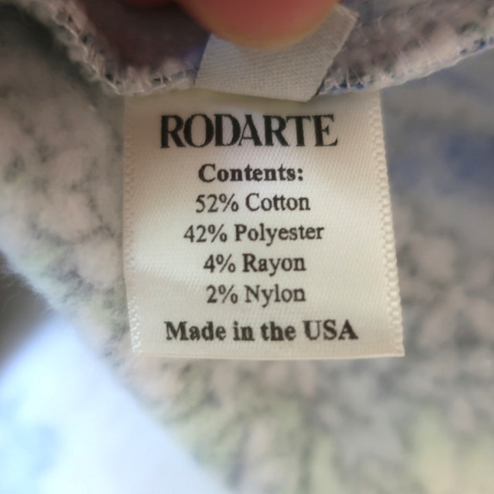 Rodarte Ruffled Lace Yoke Sweatshirt White/Blue Floral Print Size Extra Small