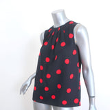 Michael Kors Collection Polka Dot Blouse Navy/Red Size 4 Sleeveless Top NEW