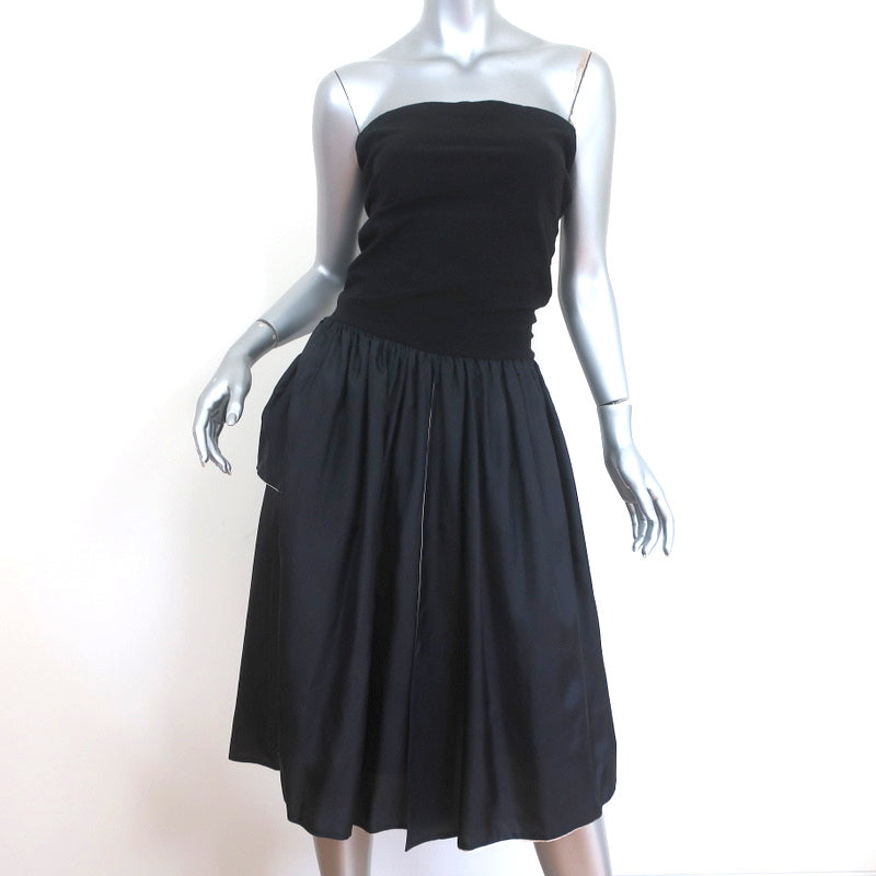 Dolce &amp; Gabbana Strapless Dress Black Cotton Jersey &amp; Ruffled Silk Size 44