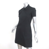 Theory Zip-Front Mini Dress Torma Black Stretch Cotton Size 6 Short Sleeve