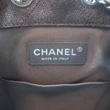 Chanel Gabrielle Chevron Backpack Dark Silver Metallic Grained Goatskin Leather