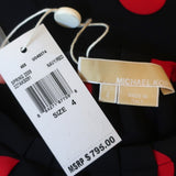 Michael Kors Collection Polka Dot Blouse Navy/Red Size 4 Sleeveless Top NEW