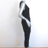 Donna Karan Clasp-Embellished Midi Dress Navy Draped Jersey Size Large NEW