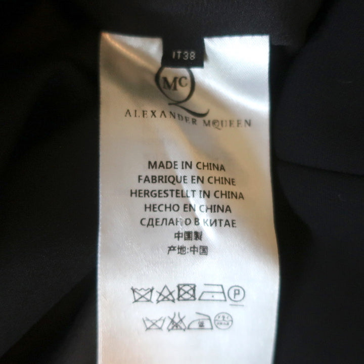 McQ Alexander McQueen Studded Mini Dress Black Crepe Size 38 Short Sleeve