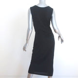 Donna Karan Clasp-Embellished Midi Dress Navy Draped Jersey Size Large NEW