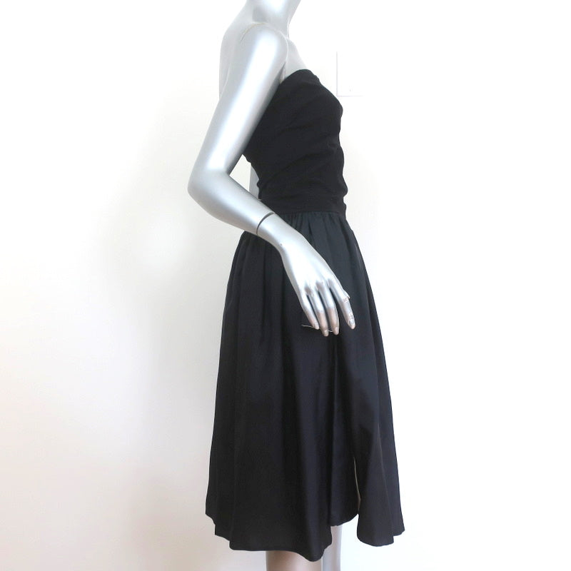 Dolce &amp; Gabbana Strapless Dress Black Cotton Jersey &amp; Ruffled Silk Size 44