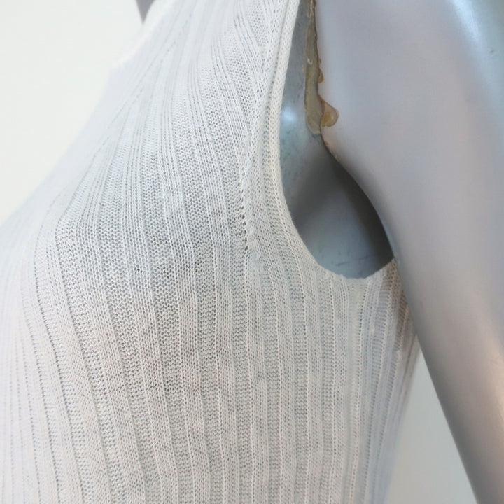 Theory Sleeveless Top Koronee Sag Harbor White Ribbed Knit Size Medium