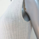 Theory Sleeveless Top Koronee Sag Harbor White Ribbed Knit Size Medium