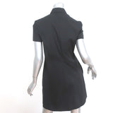 Theory Zip-Front Mini Dress Torma Black Stretch Cotton Size 6 Short Sleeve