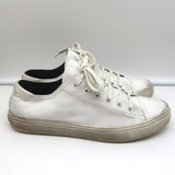 Saint Laurent Cap Toe Low Top Sneakers White Leather Size 40.5