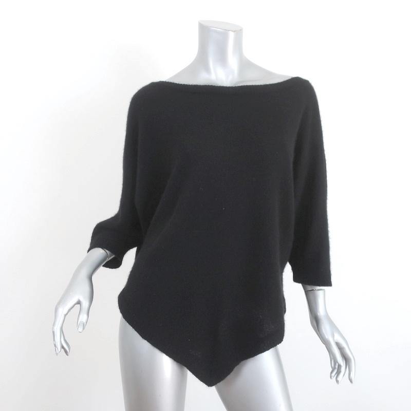 360 Cashmere Pointed-Hem Sweater Black Size Medium Dolman Sleeve Pullover - Celebrity Owned