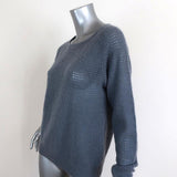 360 Cashmere Sweater Blue Perforated Knit Size Small Raglan Pullover - Celebrity Owned