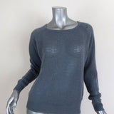 360 Cashmere Sweater Blue Perforated Knit Size Small Raglan Pullover - Celebrity Owned