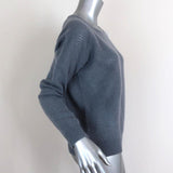 360 Cashmere Sweater Blue Perforated Knit Size Small Raglan Pullover - Celebrity Owned