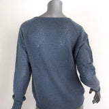 360 Cashmere Sweater Blue Perforated Knit Size Small Raglan Pullover - Celebrity Owned