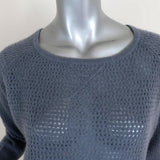 360 Cashmere Sweater Blue Perforated Knit Size Small Raglan Pullover - Celebrity Owned
