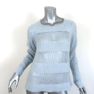 360 Cashmere Sweater Light Blue Open Knit Cashmere Pullover Size Medium - Celebrity Owned