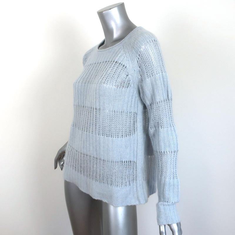 360 Cashmere Sweater Light Blue Open Knit Cashmere Pullover Size Medium - Celebrity Owned