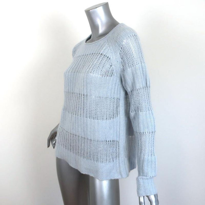 360 Cashmere Sweater Light Blue Open Knit Cashmere Pullover Size Medium - Celebrity Owned