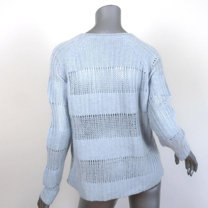 360 Cashmere Sweater Light Blue Open Knit Cashmere Pullover Size Medium - Celebrity Owned