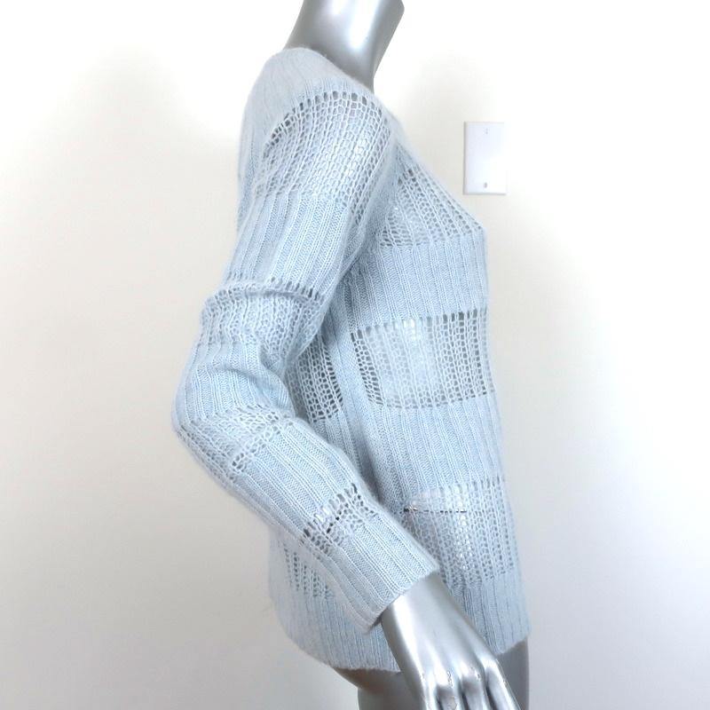 360 Cashmere Sweater Light Blue Open Knit Cashmere Pullover Size Medium - Celebrity Owned