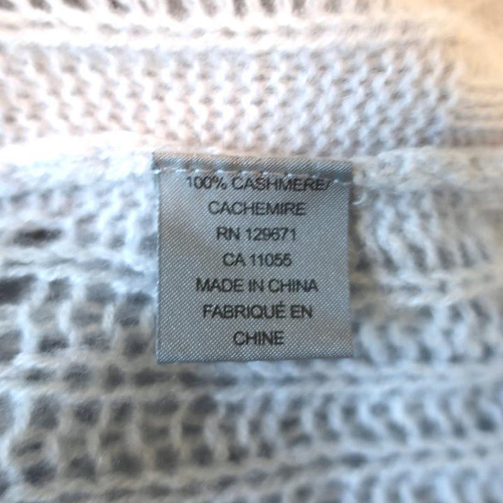 360 Cashmere Sweater Light Blue Open Knit Cashmere Pullover Size Medium - Celebrity Owned