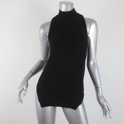 360 Cashmere Turtleneck Top Logan Black Size Extra Small Sleeveless Sweater - Celebrity Owned