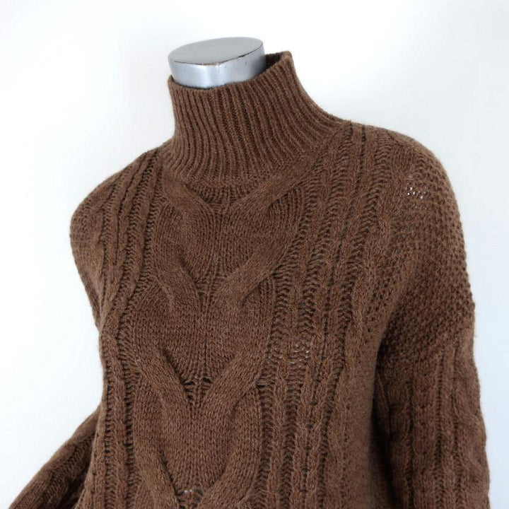 360 Sweater Alexia Brown Cable Knit Size Extra Small Turtleneck Pullover NEW - Celebrity Owned