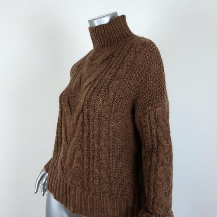 360 Sweater Alexia Brown Cable Knit Size Extra Small Turtleneck Pullover NEW - Celebrity Owned