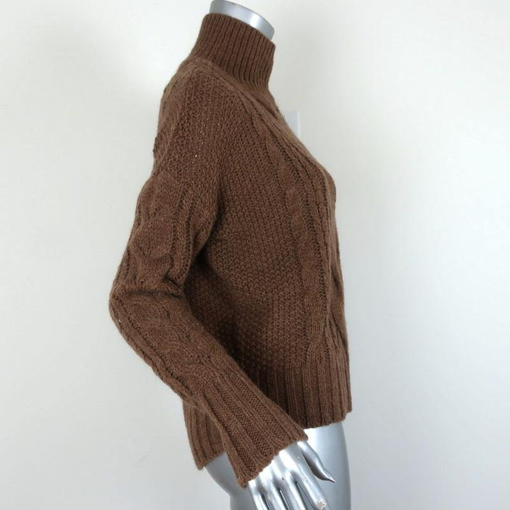 360 Sweater Alexia Brown Cable Knit Size Extra Small Turtleneck Pullover NEW - Celebrity Owned