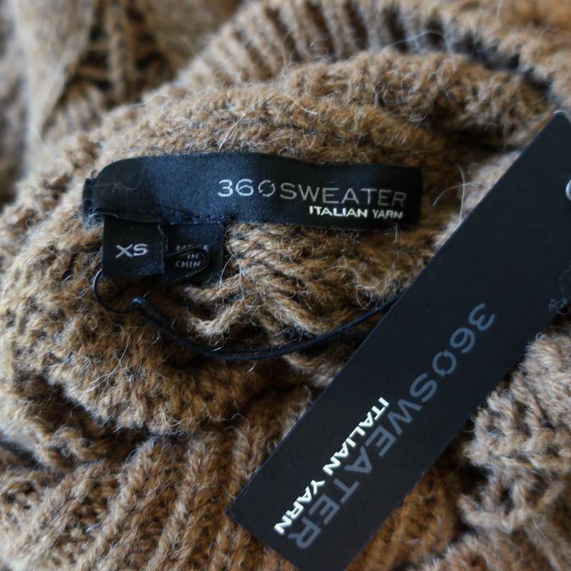 360 Sweater Alexia Brown Cable Knit Size Extra Small Turtleneck Pullover NEW - Celebrity Owned