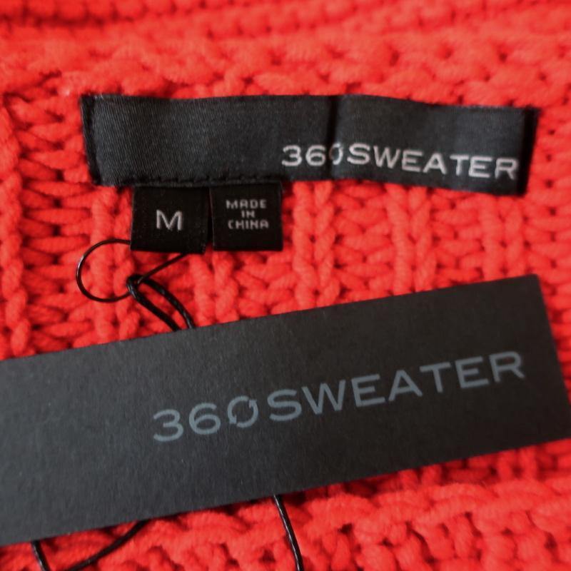 360 Sweater Emilia Red Cotton Knit Size Medium Lace-Up Side Pullover NEW - Celebrity Owned
