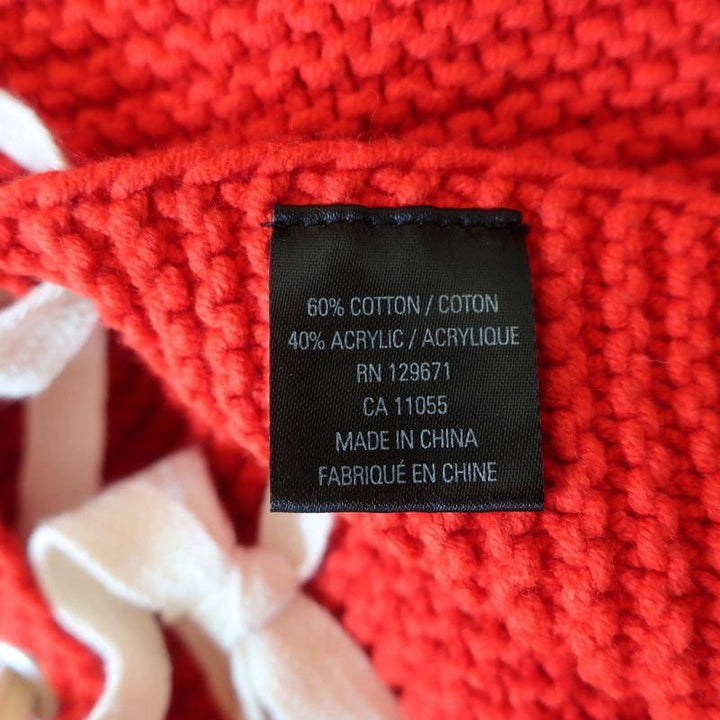 360 Sweater Emilia Red Cotton Knit Size Medium Lace-Up Side Pullover NEW - Celebrity Owned