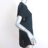 Vince Satin Popover Blouse Navy Silk Size Small Short Sleeve Tunic Top NEW