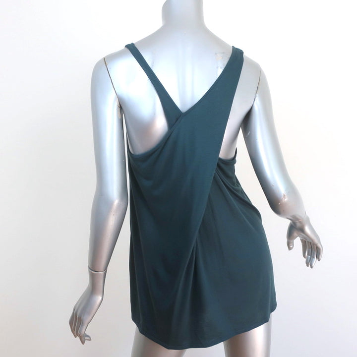 Helmut Lang Asymmetric-Back Tank Teal Jersey Size Small Scoop Neck Top