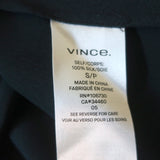 Vince Satin Popover Blouse Navy Silk Size Small Short Sleeve Tunic Top NEW