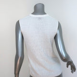 Theory Sleeveless Top Koronee Sag Harbor White Ribbed Knit Size Medium