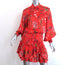 Alexis Mini Dress Rianna Red Floral Print Smocked Satin Size Extra Small