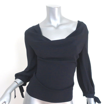 Valentino Tie-Sleeve Top Navy Draped Knit Size Medium NEW