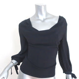 Valentino Tie-Sleeve Top Navy Draped Knit Size Medium NEW