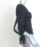 Valentino Tie-Sleeve Top Navy Draped Knit Size Medium NEW