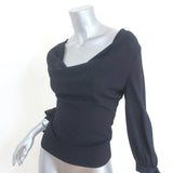 Valentino Tie-Sleeve Top Navy Draped Knit Size Medium NEW