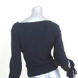 Valentino Tie-Sleeve Top Navy Draped Knit Size Medium NEW
