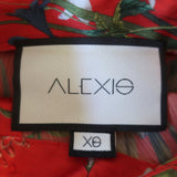 Alexis Mini Dress Rianna Red Floral Print Smocked Satin Size Extra Small