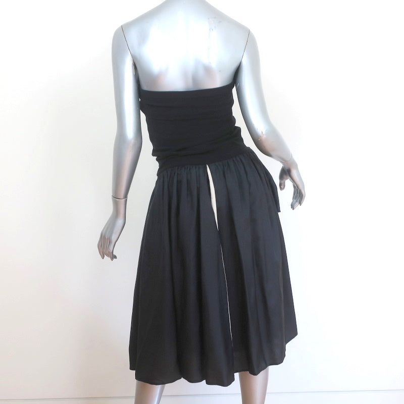 Dolce &amp; Gabbana Strapless Dress Black Cotton Jersey &amp; Ruffled Silk Size 44