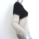 James Perse Dip-Dyed Pullover Sweater Black/Cream Cotton-Linen Size 0